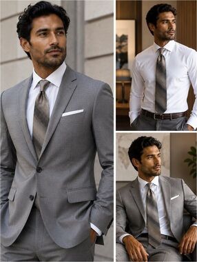 Donna Karan New York Men's Silk Tie Gray Gradient 3.5 Inch Width
